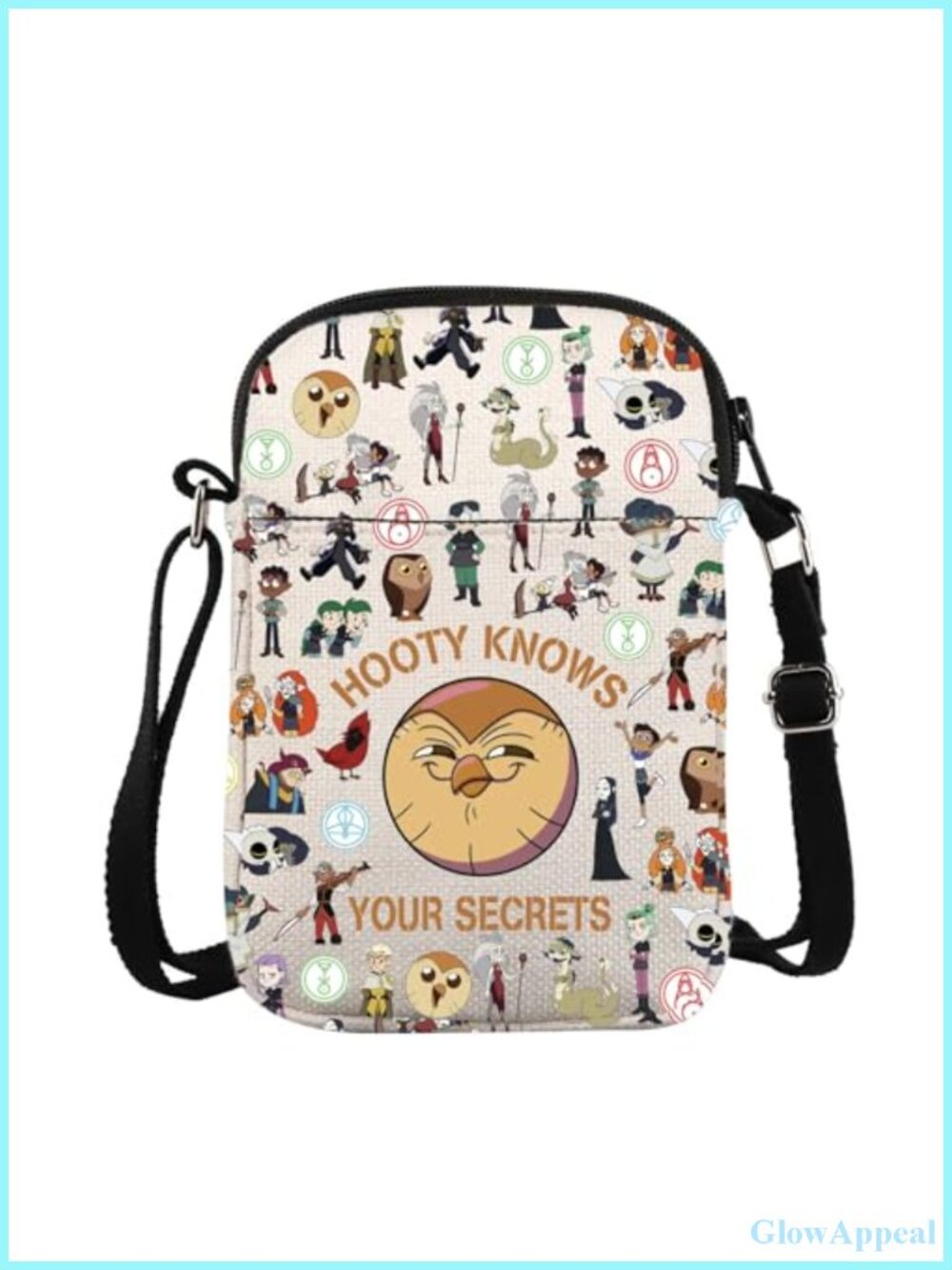 Cotton Crossbody Bag Colorful Cartoon Print Messenger Purse